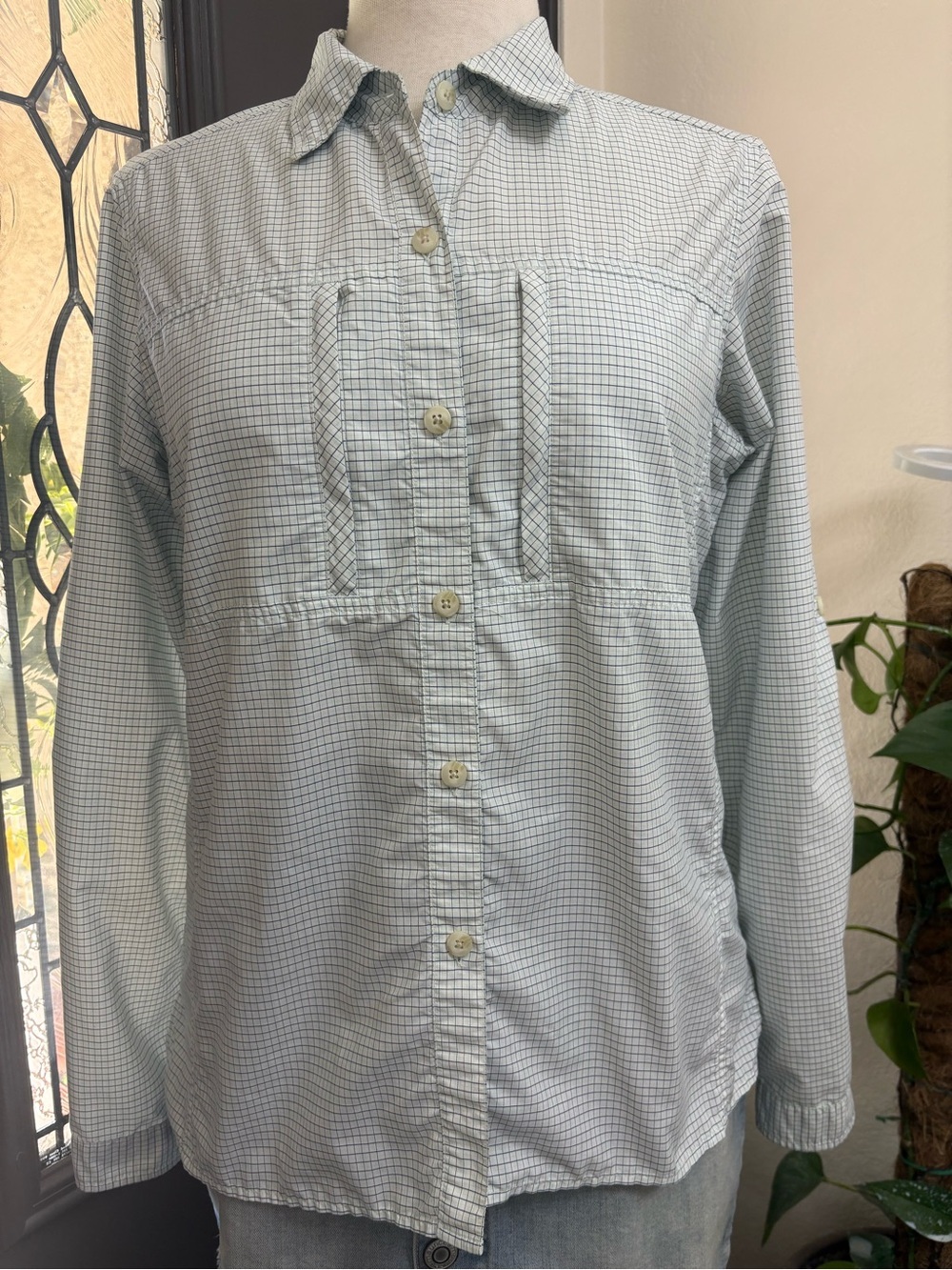 ExOfficio Light Blue Grid Active Button-Down Shirt